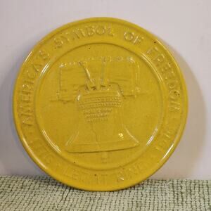 Frankoma Liberty Bell Trivet Desert Gold 1776 Let It Ring LB Vintage USA Pottery